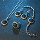 Bohemia Jewelry 4pcs/Lot Black Broken Stone Jewelry Set for a Friend with Zircon in Silver Color