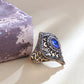 Vintage Jewelry Indian Blue Crystal Rings for Women with Zircon in Gold Color