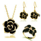 Fashion Jewelry Classic Black Flower Enamel Jewelry Set for Women