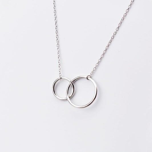 Fashion Jewelry Double Circle Pendant Necklace for Women in 925 Sterling Silver