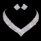 Wedding Jewelry Luxury Clear Geometric Jewelry Set for Bride with Rhinestones