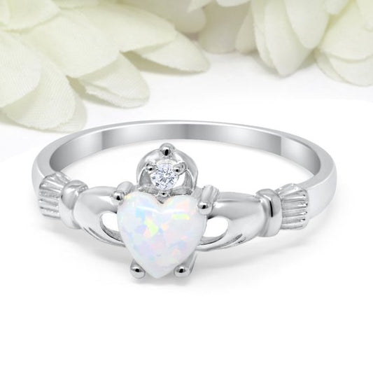 Luxury jewelry Simple White Heart Opal Engagement Rings for Wedding in Gold Color