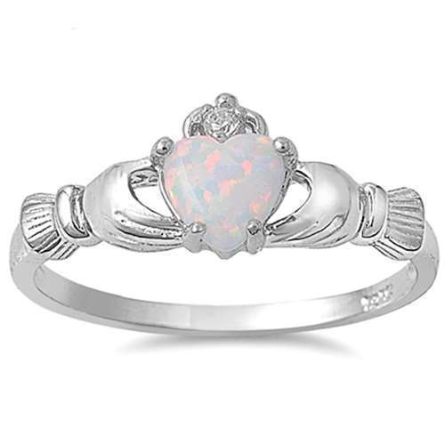 Luxury jewelry Simple White Heart Opal Engagement Rings for Wedding in Gold Color